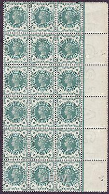 1/2d Green Jubilee block of 18 with rare vertical comb side perfs UNMOUNTED MINT
