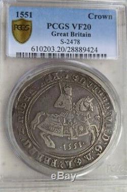 1551 Crown S-2478 Great Britain PCGS VF20 Edward VI Silver Coin Very Fine Rare