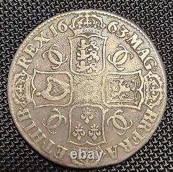 1663 1 Crown UK(Great Britain) Charles II Rare Silver Coin