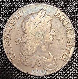 1663 1 Crown UK(Great Britain) Charles II Rare Silver Coin