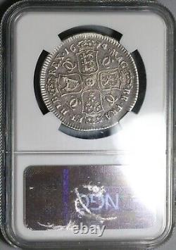 1674 NGC VF 25 Charles II 1/2 Crown Rare Great Britain Silver Coin (23030301C)