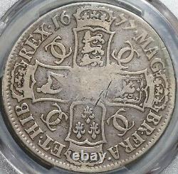 1677/6 PCGS VG 10 Charles II Crown Rare Overdate Great Britain Coin (20092902C)