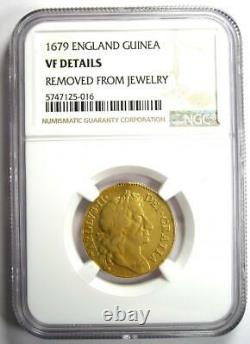 1679 Great Britain England Charles II Gold Guinea Coin NGC VF Details Rare