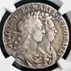 1689, Great Britain, William Iii & Mary. Rare Silver ½ Crown Coin. Ngc Vf-35