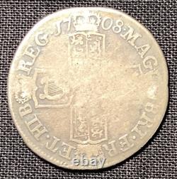 1708 E (E Star) Great Britain Queen Anne Silver Shilling Rare Edinburgh cd