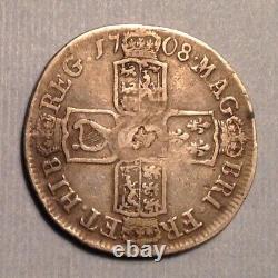 1708 E (E Star) Great Britain Queen Anne Silver Shilling Rare Edinburgh cd