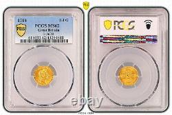 1718, Great Britain, George I. Beautiful Gold 1/4 Guinea Coin. Rare! PCGS MS-62