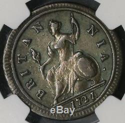 1721/0 NGC VF 1/2 Penny George I Great Britain Overdate Rare Coin (18091003CZ)