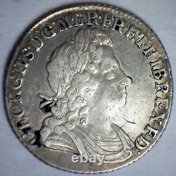 1723 Great Britain SSC Silver Shilling Coin French Arms At Date Variety RARE