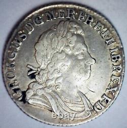 1723 Great Britain SSC Silver Shilling Coin French Arms At Date Variety RARE