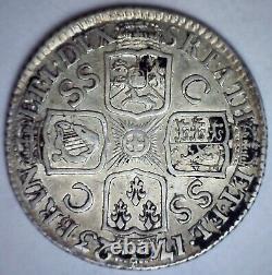 1723 Great Britain SSC Silver Shilling Coin French Arms At Date Variety RARE