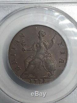 1771 Great Britain King George III 1/2d Pcgs Ms 65 Bn Copper Halfpenny -rare