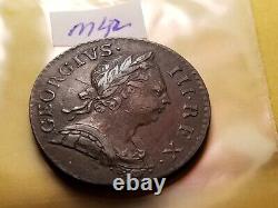 1772 Sharp High Grade Super Rare Great Britain Half Penny Coin IDm42