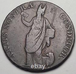 1791-1793 Great Britain Half Penny Rare Error Mule Token Liverpool / Bishop (dr)