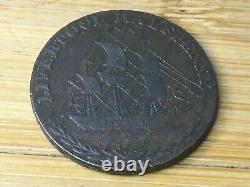 1791 GREAT BRITAIN (LIVERPOOL) 1/2 PENNY AU VERY RARE Coin LOT #1144E