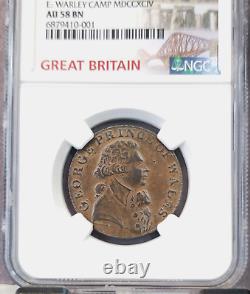 1794 Great Britain 1/2 Penny D&h 37 Essex Warley Camp Military Ngc Au 58 Bn Rare