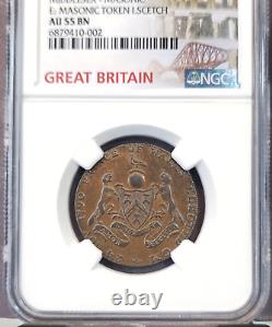 1794 Great Britain 1/2 Penny D&h 370a Middlesex Masonic Token Ngc Au 55 Bn Rare