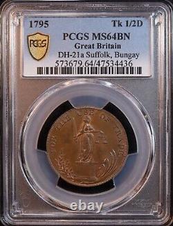 1795 Great Britain Suffolk, Bungay Conder 1/2 Penny PCGS MS64 Rare Top POP