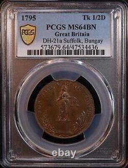 1795 Great Britain Suffolk, Bungay Conder 1/2 Penny PCGS MS64 Rare Top POP