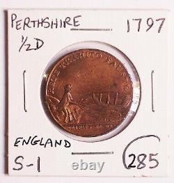 1797 GREAT BRITAIN Perthshire 1/2 Penny Token TAY BRIDGE John Farrier DH2 RARE