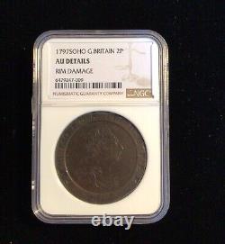 1797 Soho Great Britain 2P NGC AU Details RARE