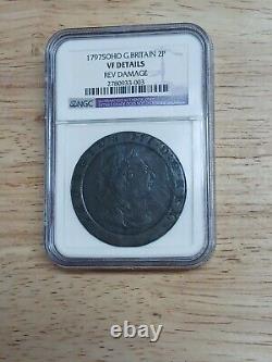 1797 Soho Great Britain 2P NGC VF Details RARE FREE SHIPPING