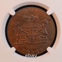 1811 Great Britain Bath Whitchurch & Dore Penny Token -NGC MS64 -Rare Top POP