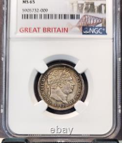 1817 Great Britain Silver 1 Shilling King George III Ngc Ms 65 Rare Gem Bu