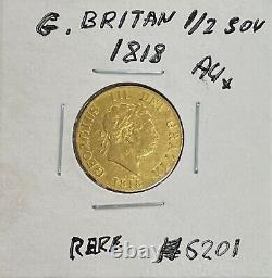 1818 Great Britain Gold 1/2 Sovereign RARE