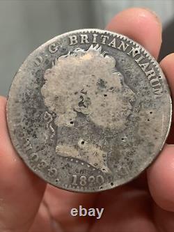 1820 LX GREAT BRITAIN GEORGE III CROWN 92.5% Silver 28.28 Grams KM675 RARE
