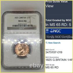 1825 Great Britain? 1/4 P Pence Farthing Copper Coin Ms-65-rd Very Rare