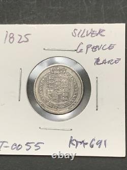 1825 Great Britain 6 Pence Very Rare KM 691 Collectible Vintage Silver Coin