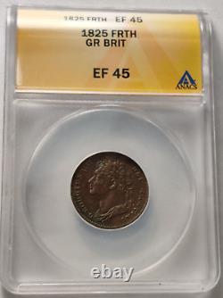 1825 Great Britain Farthing Graded XF 45 by ANACS Rare High Grade Copper Coin 3B