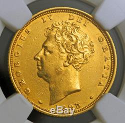 1825, Great Britain, George IV. Rare Gold Bare Bust Sovereign Coin. NGC AU-55