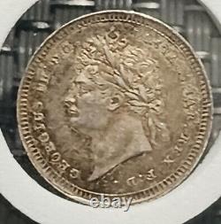 1828 Great Britain Silver 2 Pence Prooflike Coin. RARE. Low Mintage Only 3960