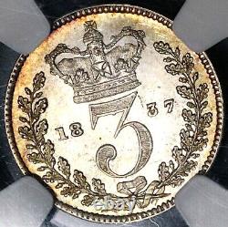 1837 NGC AU 58 William IV Great Britain 3 Pence Rare Coin POP 1/0 (22091902D)