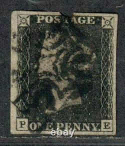 1840 1d BLACK WITH PARTIAL TOWN CANCEL. RARE STAMP