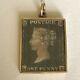 1840 Rare Penny Black Stamp 9ct Gold Cased Collector Stamp Book Pendant Charm