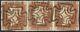 1841 1d Red-brown Strip Of 3 Pl 24 Bj-bl Superb Dublin Mx X3 Rare Cat. £450.00++