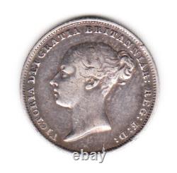1841 Great Britain Queen Victoria Sterling Silver Sixpence. Rare