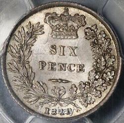 1842 PCGS MS 64 Victoria 6 Pence Great Britain Rare Silver Coin (21092301D)