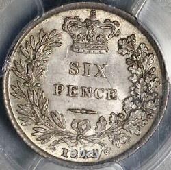 1842 PCGS MS 64 Victoria 6 Pence Great Britain Rare Silver Coin (21092301D)