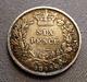 1843 Great Britain Queen Victoria Sterling Silver Sixpence. Very Rare Date