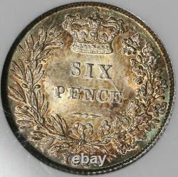 1843 NGC MS 64 Victoria 6 Pence Great Britain Silver Rare Coin (16082801D)