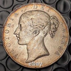 1844 Great Britain Silver Crown Large World Coin Vf/Xf Toned Rare Coin