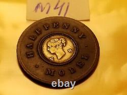 1844 Sharp High Grade Super Rare Great Britain Model Penny Coin IDm41