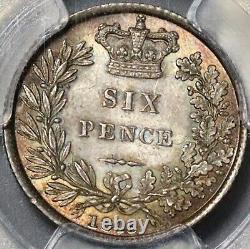 1845 PCGS MS 64 Victoria 6 Pence Great Britain Silver Rare Coin (22110401C)