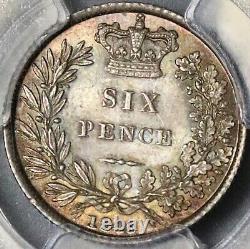 1845 PCGS MS 64 Victoria 6 Pence Great Britain Silver Rare Coin (22110401C)