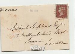 1845 Penny Red (on Wrapper) SpecBS28xf Plate 86 (OD) with RARE BROWN Postmark