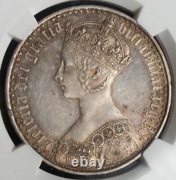 1847, Great Britain, Queen Victoria. Rare Proof Silver Gothic Crown. NGC PF+
